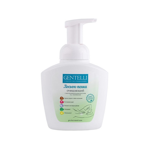 Лосьон-пенка очищающий GENTELLI с маслом виноградных косточек и Д-пантенолом 400мл Лосьон-пенка очищающий GENTELLI с маслом виноградных косточек и Д-пантенолом 400мл