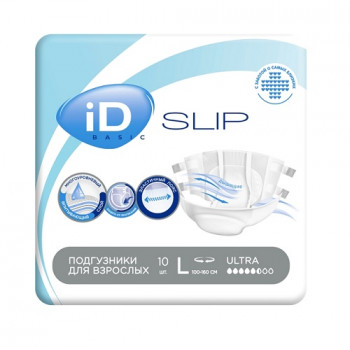 Подгузники для взрослых ID Basic Ultra Slip р.L №10 Подгузники для взрослых ID Basic Ultra Slip р.L №10