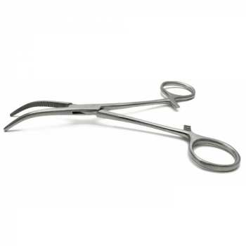 Зажим кровоост.зубчат., изогнут. №1, 160мм, (3-53)